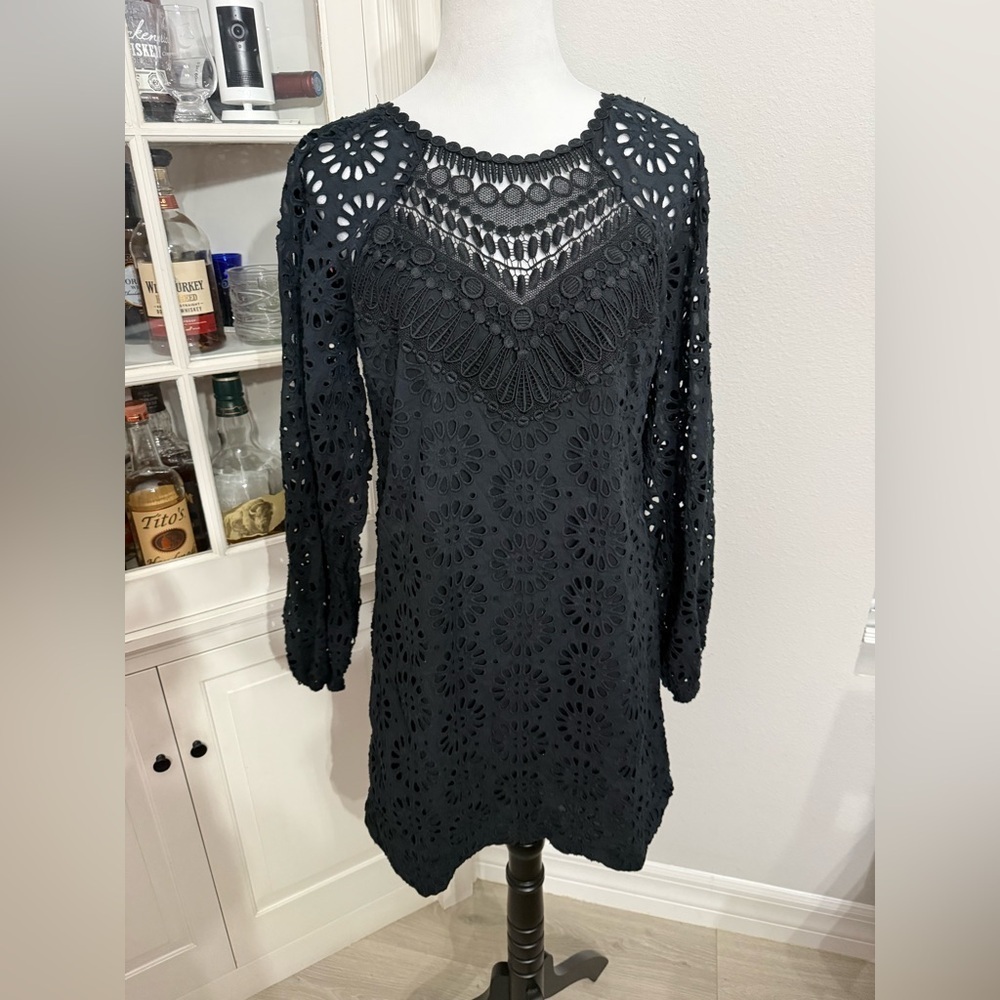 Lilly Pulitzer Black Eyelet Long Sleeve Dress